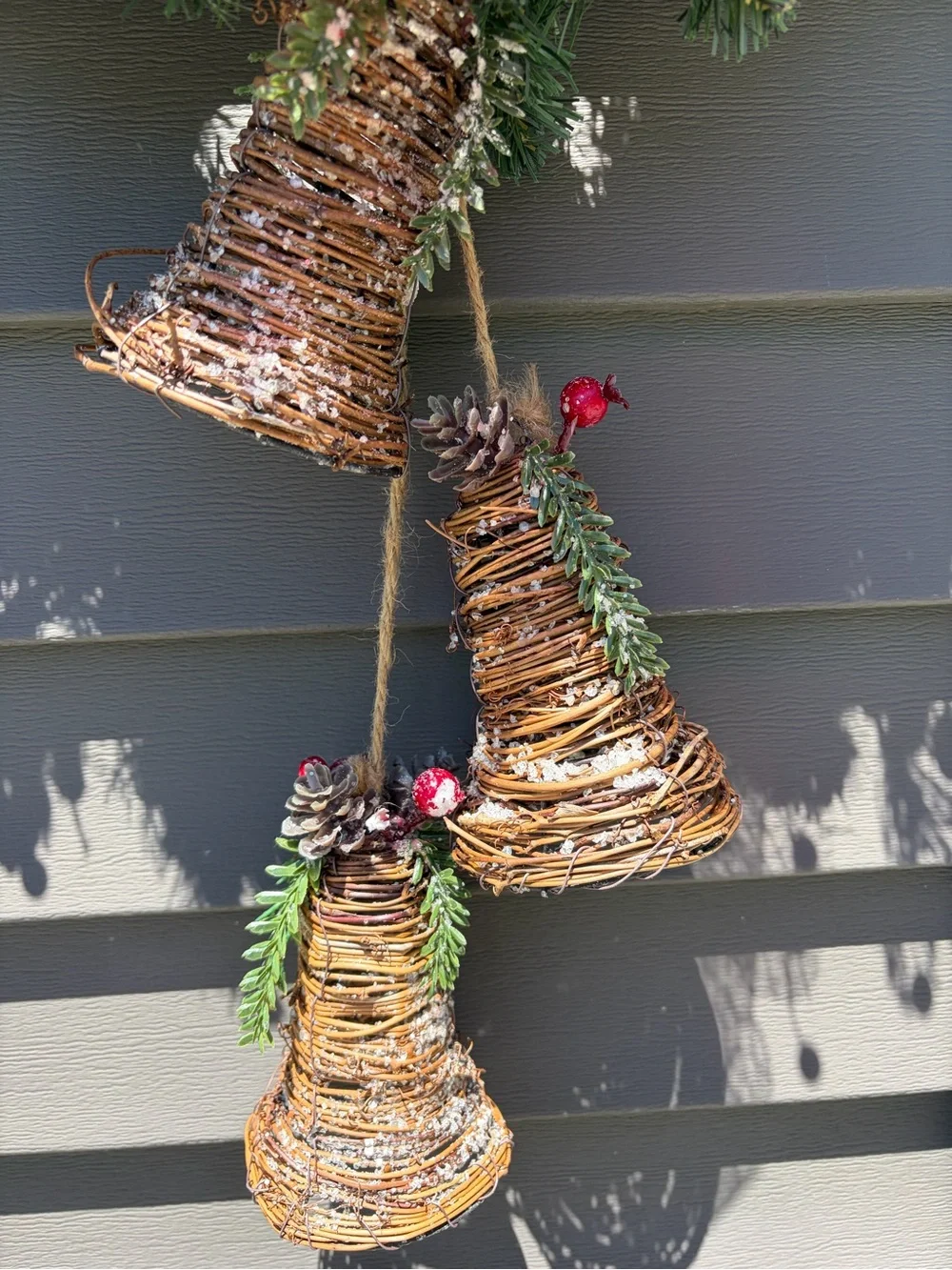 Festive Pine Holiday Wreath with Red Berries & Bells